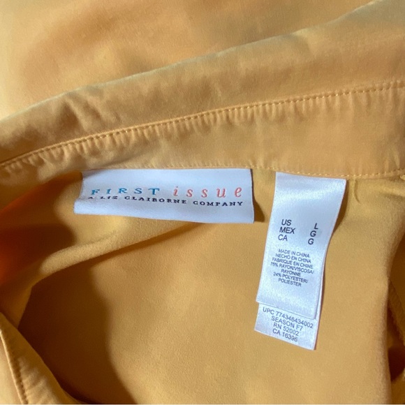 First Issue Liz Claiborne Mustard Button-Down Shirt Work Office Large L Collared - Picture 8 of 8